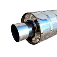 Remus Stainless Steel Car Muffler Exhaust Pipe Pin Hole Center Bullet Muffler Tabung Tengah Ekzos Pa