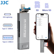 JJC Phone Card Reader SD Micro SD for Lightning Type-C Apple iOS Android Smart Phone USB 3.0 High-Speed On 15 14 13 12 Pro Max Mini Plus