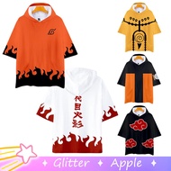 Anime Naruto Short-sleeved T-shirt Hoodies Uchiha Sasuke Akatsuki Costume Cosplay Men Adult Boys Teenagers Streetwear Top