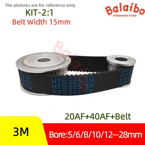 CNC HTD3M timing pulley set AF 20T 40T belt width 15mm Bore 5/6//8/10/12/20/28mm 2:1 reduction ratio