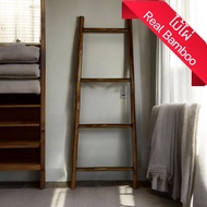 บันไดไม้ แขวนผ้าเช็ดตัว แต่งบ้าน ไม้ไผ่ เคลือบแลกเกอร์ สีน้ำตาลเข้ม สูง 150cm บันไดตากผ้า ห้องน้ำ ทำ