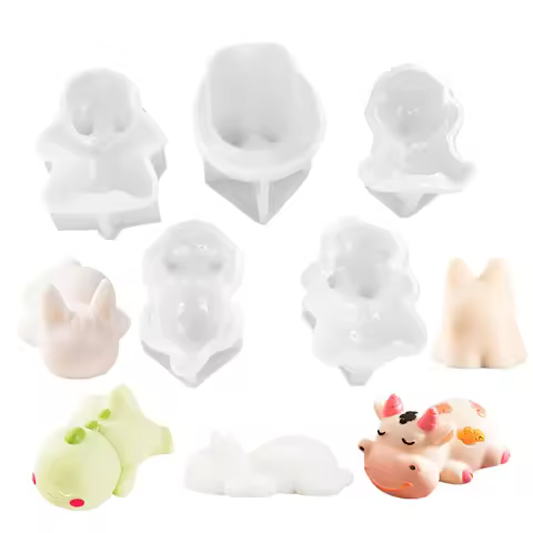 Cute Cartoon Lying Dragon Kitty Silicone Mold for Milk Pudding Custard Jelly Cake Decoration Baking