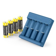 Rechargeable AA Lithium Batteries with Charger, ANVOW 4 Pack Constant 1.5V Double A Battery with 4 B