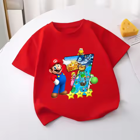 Super Marios Bros T-Shirts Birthday Number 1-9 Party Supplies Summer Short Sleeved Tee Boy Clothes C