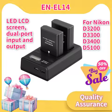 7.4V 1500mAh For EN-EL14 Battery compatible with Nikon D3200 D3300 D3400 and D5100 cameras