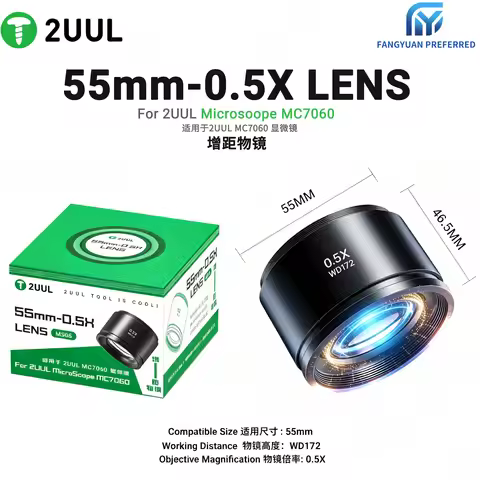 2UUL MS05 0.5X 55MM microscope zoom objective suitable for 2UUL MC7060 zoom stereo microscope auxili
