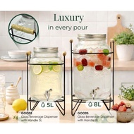 STYLISH GLASS BEVERAGE DISPENSER WITH HOLDER/HANDLE.