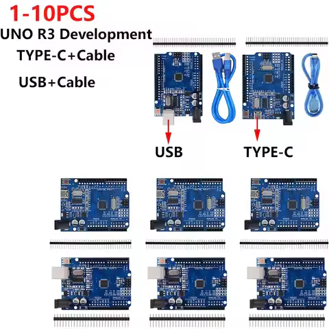 1-10PCS/ high quality UNO R3 (CH340G) MEGA328P for Arduino UNO R3 + USB CABLE ATMEGA328P-AU Developm