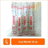 ((KG2D)) GELAS PLASTIK CUP PP MERAK 16 OZ (1 SLOP ISI 50) TANPA TUTUP