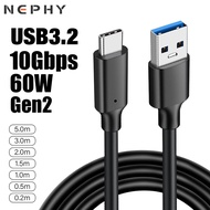 USB 3.2 Gen2 10Gbps USB TO Type C Cable For Samsung Xiaomi Redmi Sony LG Motorola Huawei SSD Hard Disk USBC Data Charger Cord 60W 3A Wire 2M 3M 5M Compatible USB 3.1 3.0 2.0 Gen 2 1 Thunderbolt 3