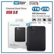 WD Elements Hdd External 1TB 2TB Portable Hard Drives 2.5'' Hard Disk USB3.0