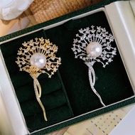 DIY Pearl Accessories Dandelion Brooch Zircon Gold Silver