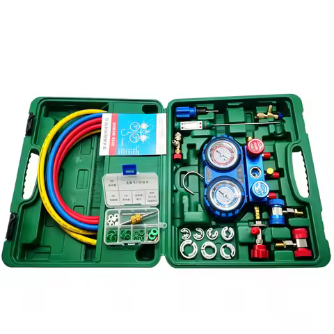 Refrigerant Manifold Meter Kit for automotive air conditioning charging of R410A, R22, R134a, R404A