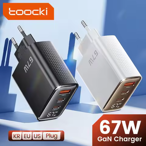 Toocki 67W GaN Charger Digital Display Quick Charge 4.0 3.0 Fast Type C USB Charger for Laptop iPhon