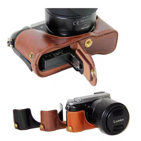 New PU Leather Camera Bottom Case Half Bag Cover For Panasonic GX85 GX80 GX 85 GX 80
