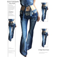 Low-Waist Flared Y2K Inspired Women's Jeans