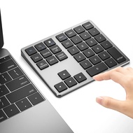 Keyboard Numerik ขนาดเล็กไร้สายแบบพกพาแป้นพิมพ์ตัวเลขไร้สายใน Keyboard Angka สำหรับคอมพิวเตอร์แลปท็อปโทรศัพท์โหมดคู่รองรับบลูทูธได้35ปุ่มปุ่มกดเงียบ