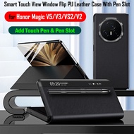 Smart Touch View Window Flip Leather Cover for Honor Magic V5 V3 VS2 V2 Case Wake Up Sleeping Funda 
