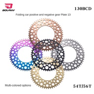 130 bcd bxm foldable ultralight bicycle chainring hollow design round hole plating rainbow anode 53t 56t bicycle Bolany sprocket