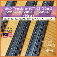 10pcs SMD Transistor Diode SOT23 1D 1P 2D J3 J8 M6 2TY J3Y 2L 431 SOT-23 SOD-323 A7 F7 A92 SOD123 A4