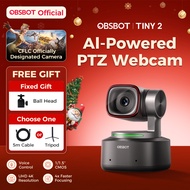 OBSBOT Tiny 2 Webcam 4K Voice Control PTZ, AI Tracking Multi-Mode & Auto Focus, Web Camera with 1/1.