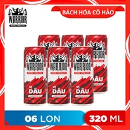 LỐC 6 LON NƯỚC TĂNG LỰC VỊ DÂU STRAWBERRY ENERGY DRINK WARRIOR 320ML