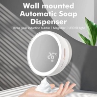2024 Automatic Mirror Soap Dispenser Wall Mount Smart Soap Liquid Dispenser with Temperature Display Amplify Makeup Mirror Led Light Kitchen Accessories