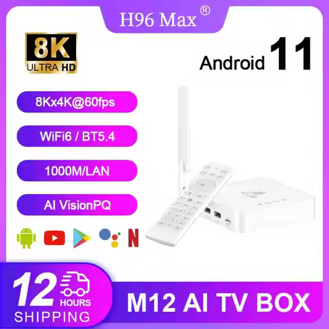H96 Max M12 Amlogic S928X Smart TV Box Andriod11 8Kx4K@60fps Penta-core wifi6 BT5.4 AI VisionPQ 1000