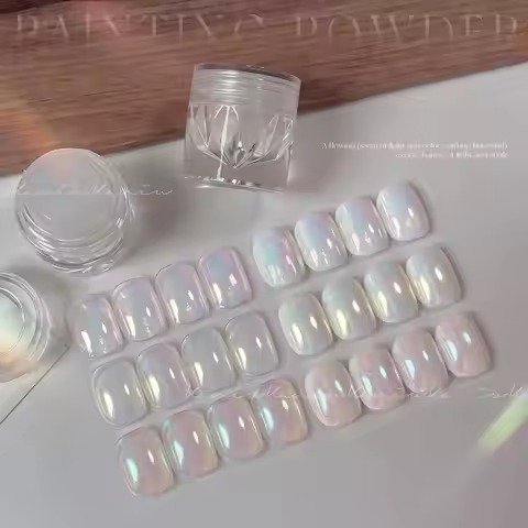 1 Box High Bright Aurora Chrome Nail Glitter Iridescent Aurora Pearl Chrome Nail Powder High Shine I