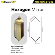 DIY Cermin Dinding (KEPING) Hexagon Mirror/ Palace Mirror/ Full Mirror/ Half Mirror/Premium/ Mirror 