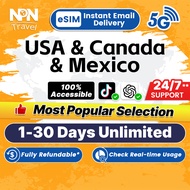 USA & Canada & Mexico eSIM Ultra 1-30 Days 500MB-50GB Data | Instant 24h Email Delivery | High Speed