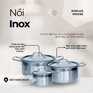 KIMLUX premium 430 stainless steel pot, 16cm, 24cm solid stainless steel pot, sturdy stainless steel
