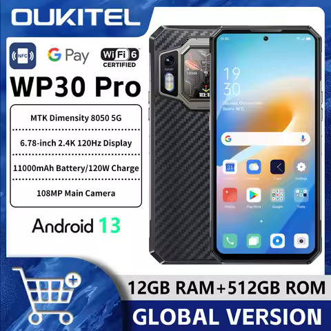Oukitel WP30 Pro 120W 5G Rugged Smartphone android 13 12GB+512GB 11000 mAh 6.78" FHD+ Mobile Phone 1
