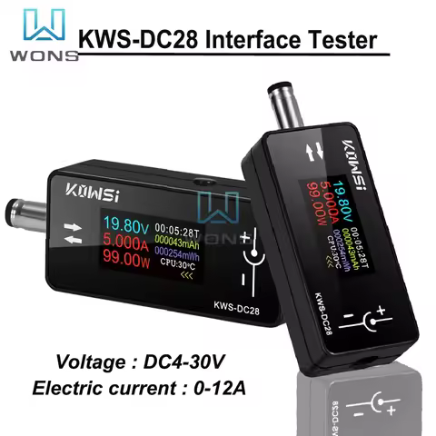 KWS-DC28 DC 4-30V 0-12A Voltage Current Tester Digital Voltmeter Ammeter Interface Tester Battery Ca