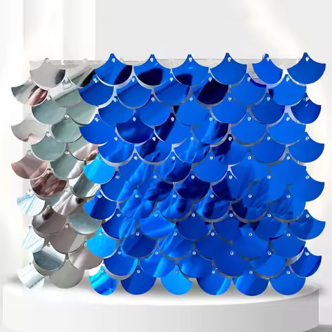 Sequin Backdrop Shimmer Fish Scale Shaped Sequin Panel Wall Decor Wedding Birthday Christmas Decorat