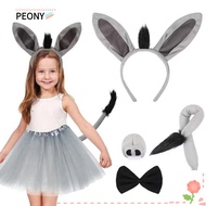 PEONYSG 4PCS Donkey Costume Set, Tail Nose Bow Tie Donkey Headband, Fashion Funny Animal Donkey Ears
