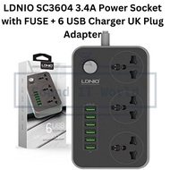 LDNIO SC3604 3.4A Power Socket with FUSE + 6 USB Charger UK Plug Adapter