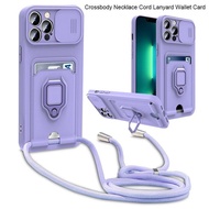 iPhone15 iPhone16 Core Ring Holder Card Slot Magnetic Back Lanyard Case For iPhone 15 16 Pro Plus Ma