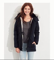 Hollister海軍藍色羽絨超顯瘦連帽拉鍊羽絨外套派克大衣大䄛女裝棉服HCO navy blue cream white the Ultimate Down Collection Parka Jac