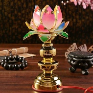 Colorful Buddhist offering lamps, a pair of Buddha lamps, ever-burning lamps, Buddha lamps, lotus la