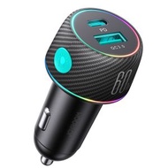 全城熱賣 - JOYROOM JR-CCN01 60W USB+Type-C車載充電器 帶燈按鍵（黑色）