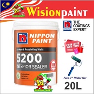 20L Nippon Paint 5200 Interior Wall Sealer Undercoat ( FREE 7" ROLLER SET )