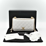 Chanel 香奈兒 白色 牛皮 雙金球 WOC 斜挎包