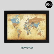 Vintage Retro World Map World Map Poster