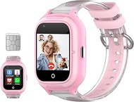 LogHog 4G Smart Watch for Kids Watch with GPS Tracker Body Temperature Heart Rate Monitor 2-Way Call Video Calling Wi-Fi SIM Card Included Phone Watch for Girls Boys