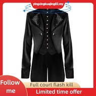 Men Victorian Medieval Coat Punk Tuxedo Halloween Cosplay Costume Tailcoat Gothic Steampunk Trench F