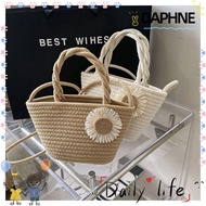 DAPHNE Summer Beach Bag, Flower Shopping Tote Cotton Woven Bag, Handbag Handmade Solid Color Shoulder Bags