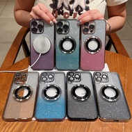 For iphone16ProMax shell 3B169 Magnetic magnifying glass gradient glitter iPhone15ProMax