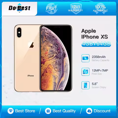 Original iPhone XS 4G LTE 5.8" A12 Bionic Hexa-Core 64/256GB ROM NFC Unlocked iOS Mobile Phone