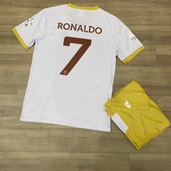 DK milky white Al Nassr football kit with RONALDO's name printed on it number 7